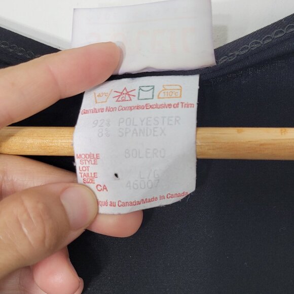 Soleil Black Shrug Tie Front Shoulder Cover Up Cropped Cardigan Lightweight SzL - Picture 5 of 9